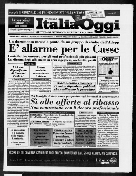 Italia oggi : quotidiano di economia finanza e politica